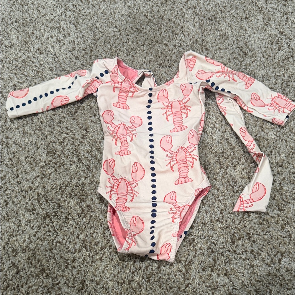 Lobster Print Long Sleeve Bathing Suit